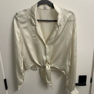 Wilfred Tie-Front Satin Blouse